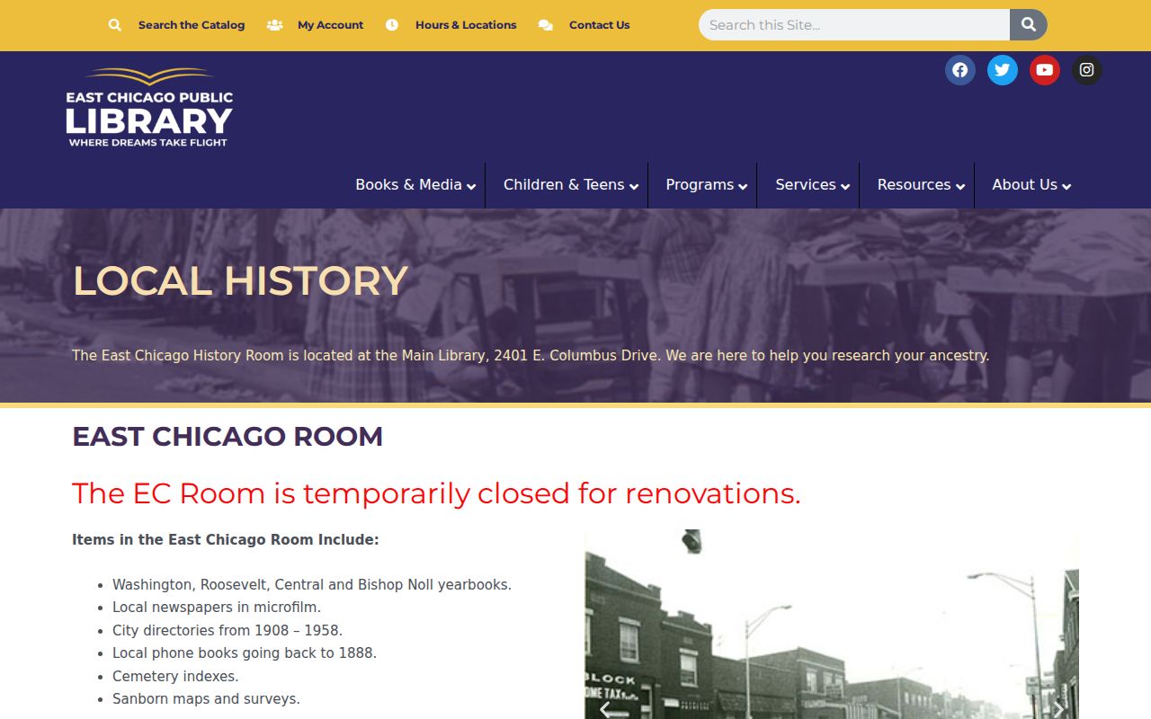 East Chicago Public Library East Chicago Room historical directory holdings