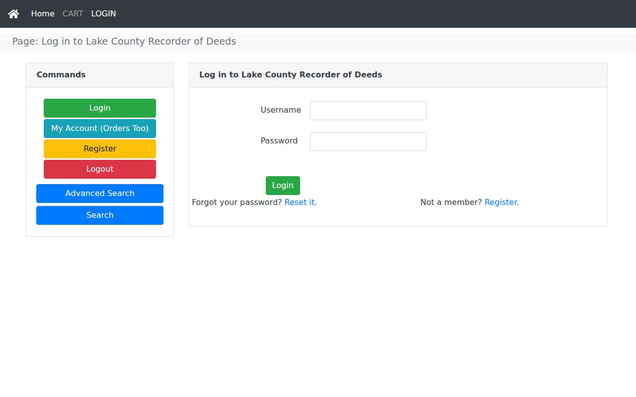 Lake County Recorder deed index login and records search