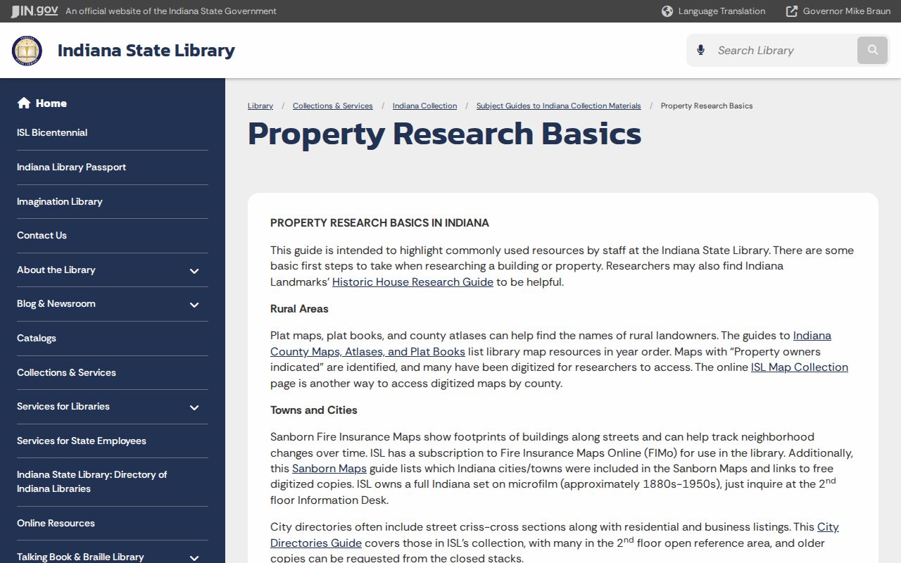 Indiana State Library property research guide used to trace previous East Chicago residents