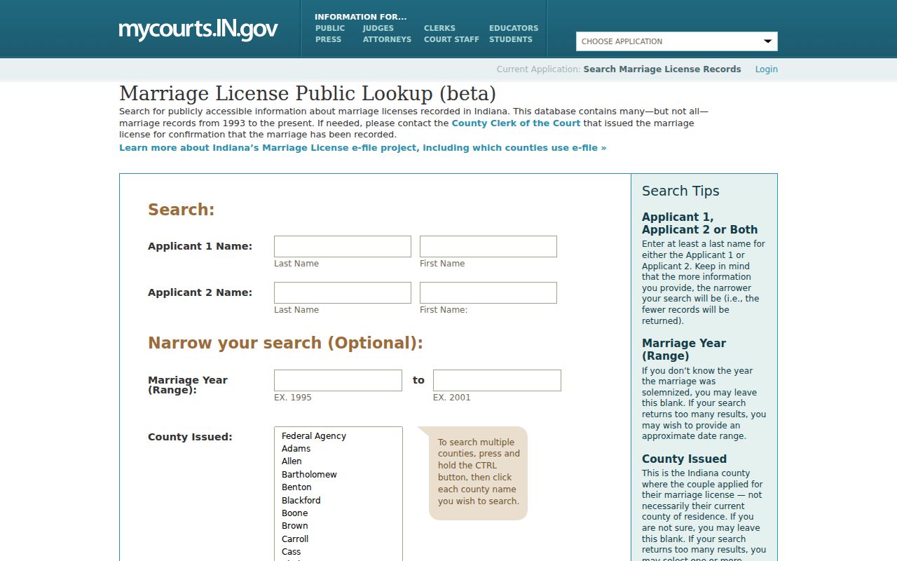 East Chicago resident lookup using the Indiana marriage license index