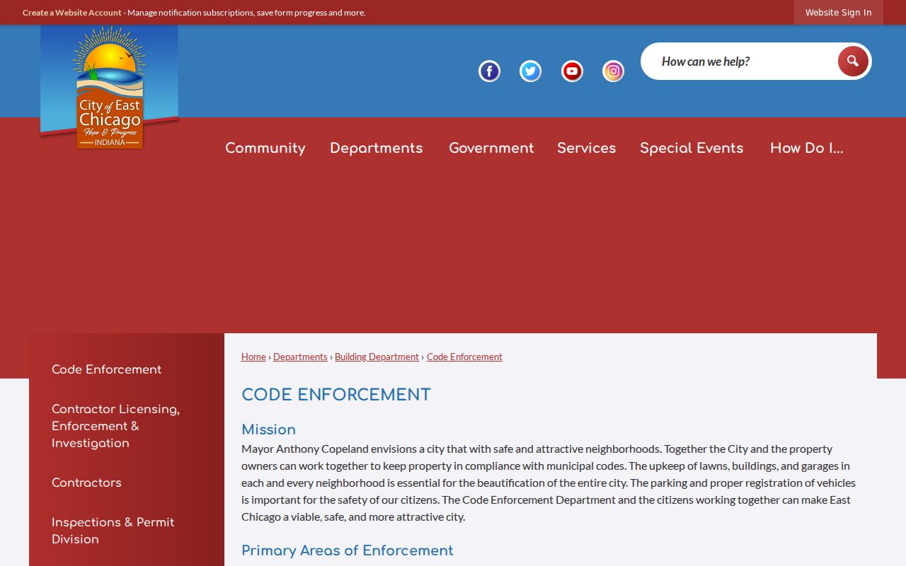 East Chicago Code Enforcement source for address-based case records