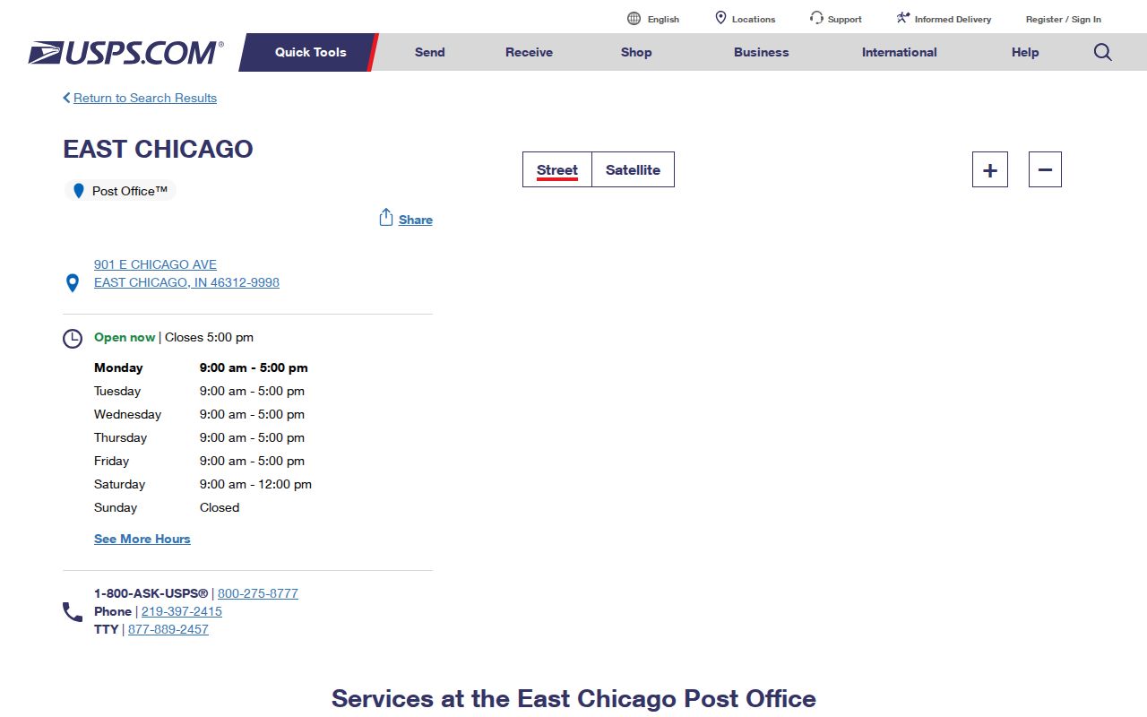 East Chicago ZIP code directory source for the 46312 Main Post Office